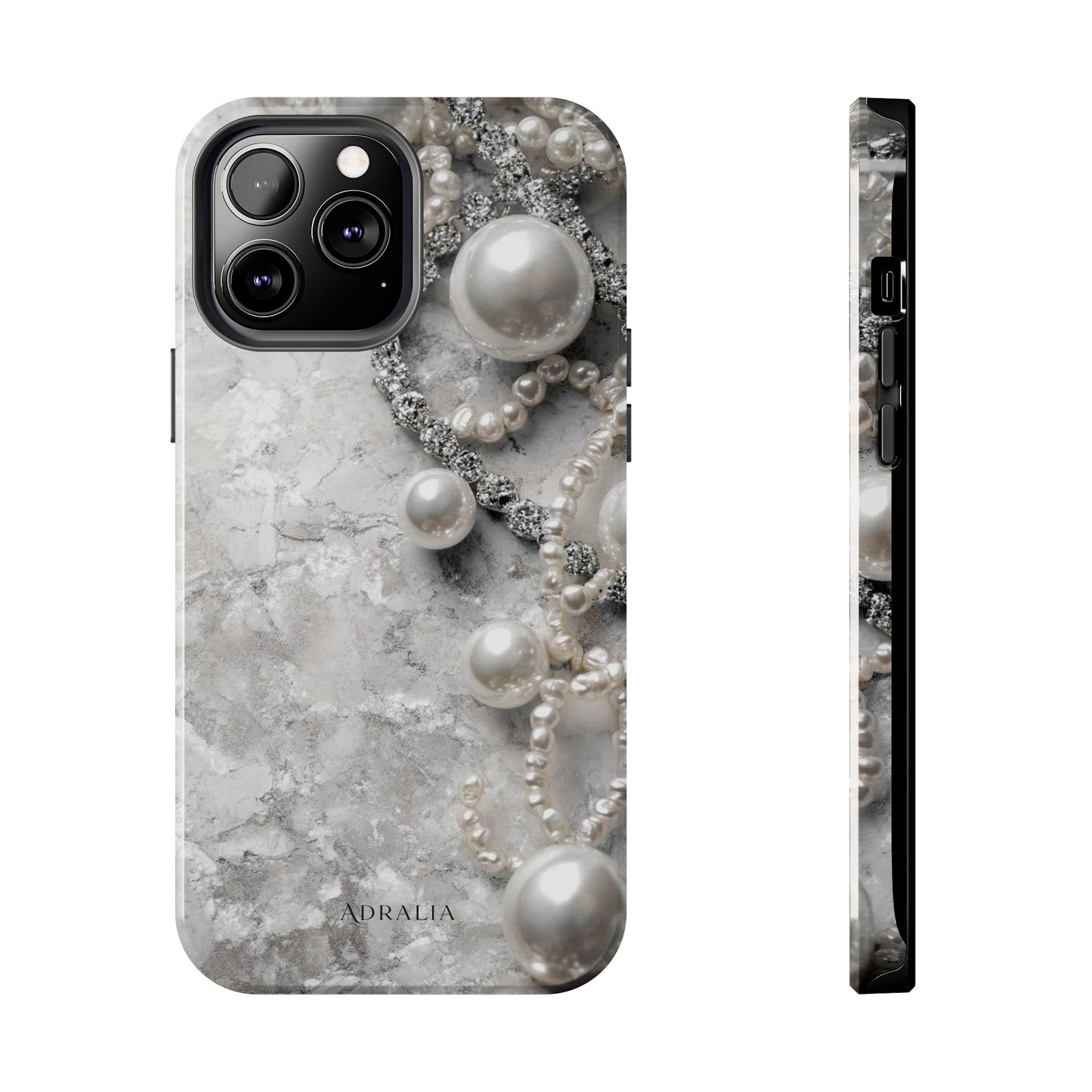 Pearl Luxe Tough Phone Case — Elegant Pearl & Crystal Protective Cover