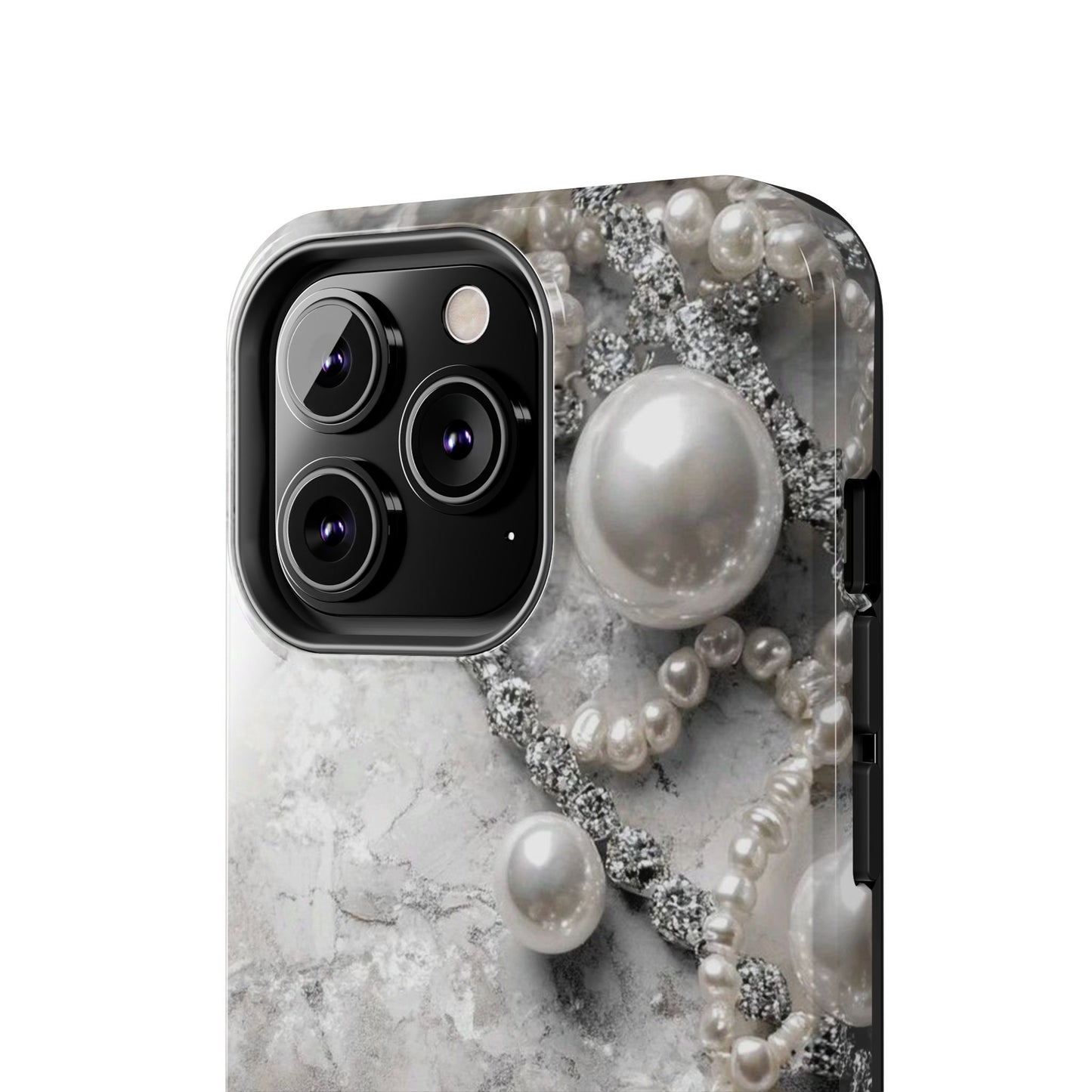 Pearl Luxe Tough Phone Case — Elegant Pearl & Crystal Protective Cover
