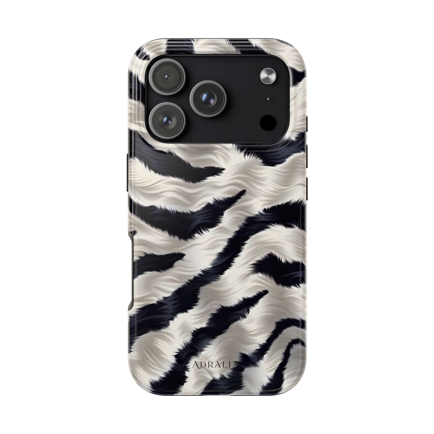 Faux Fur Zebra Tough Phone Case — Black & Ivory Animal Print