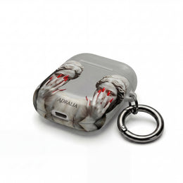 Statue Hands AirPod Case — Moody Grey Sculpture Design with Red Nails