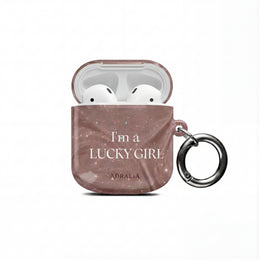 AirPod Case — "I'm a Lucky Girl" Marble Protective Case
