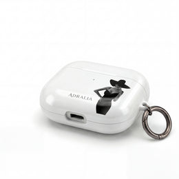AirPods Case — Elegant Black Hat Silhouette with 'ADRALIA' Text