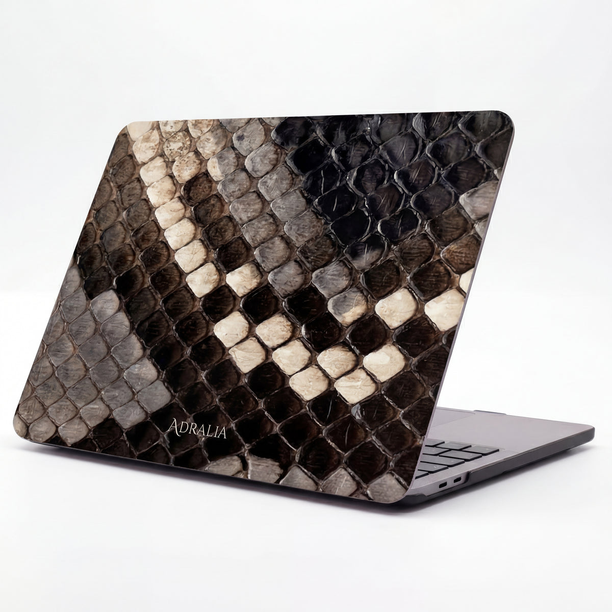 Snake Skin Pattern MacBook Case — Brown & Black Faux Reptile Protective Sleeve
