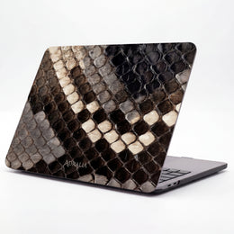 Snake Skin Pattern MacBook Case — Brown & Black Faux Reptile Protective Sleeve