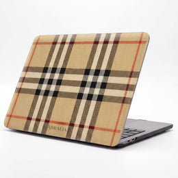 Tartan Plaid MacBook Case — Classic Beige Check Laptop Sleeve