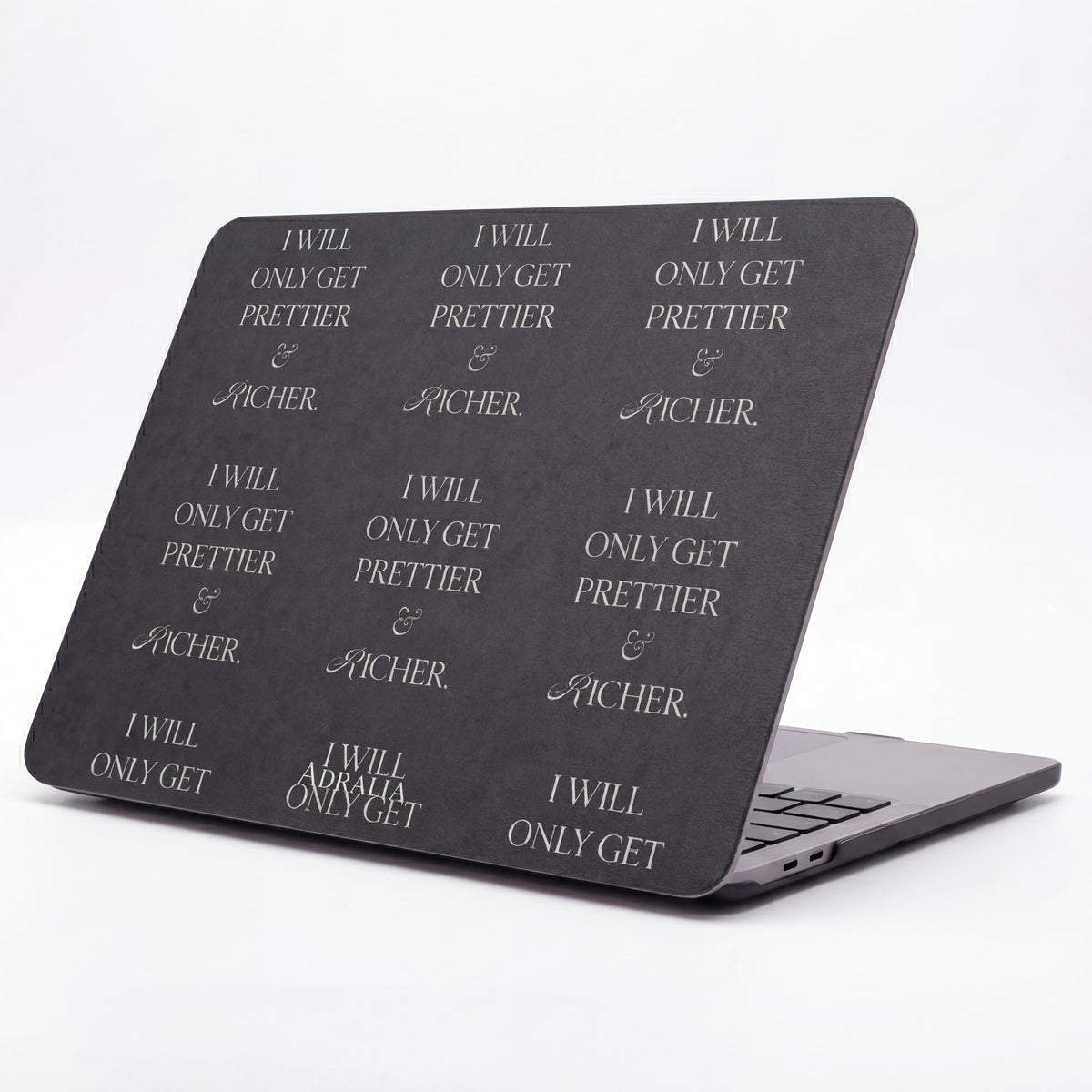 MacBook Case — 'I Will Only Get Prettier & Richer' Black Pattern Laptop Cover