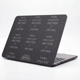 MacBook Case — 'I Will Only Get Prettier & Richer' Black Pattern Laptop Cover