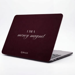 MacBook Case — "I Am a Money Magnet" Luxurious Burgundy Laptop Sleeve