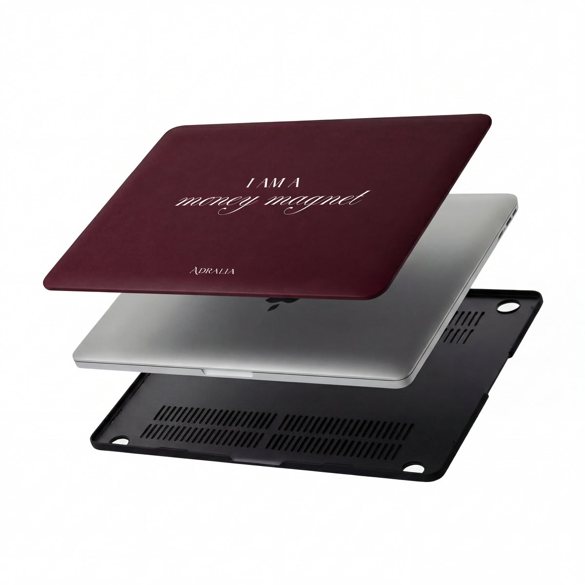 MacBook Case — "I Am a Money Magnet" Luxurious Burgundy Laptop Sleeve
