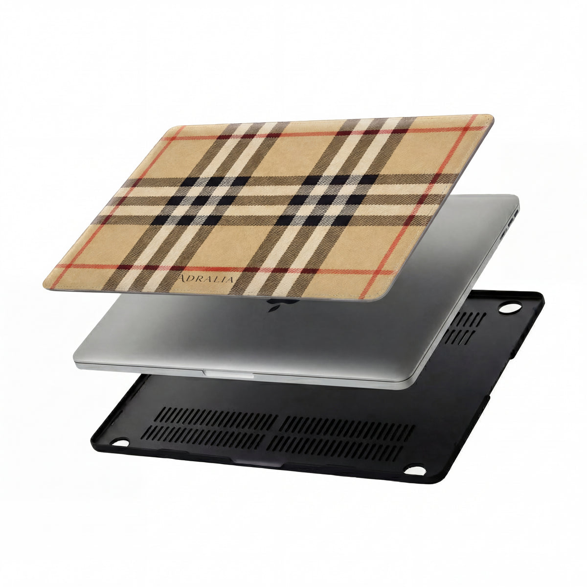 Tartan Plaid MacBook Case — Classic Beige Check Laptop Sleeve