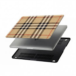 Tartan Plaid MacBook Case — Classic Beige Check Laptop Sleeve