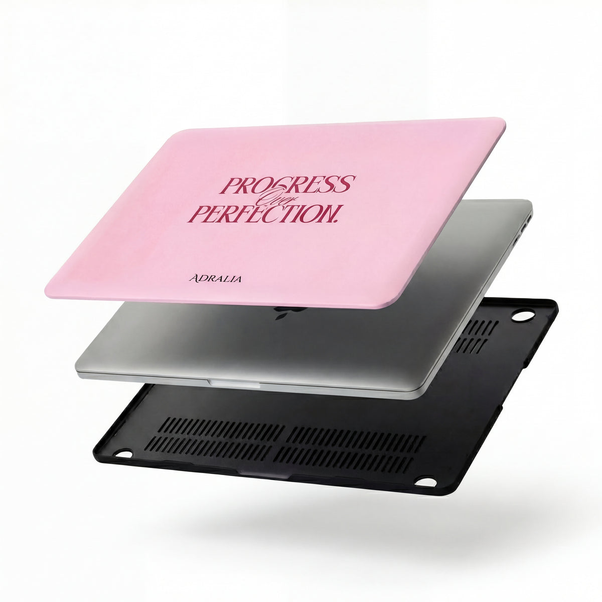 MacBook Case — "Progress Over Perfection" Pink Motivational Laptop Sleeve