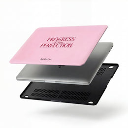MacBook Case — "Progress Over Perfection" Pink Motivational Laptop Sleeve