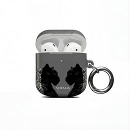 Black Cat Mirror AirPod Case — "Adralia" Protective Wireless Earbud Cover