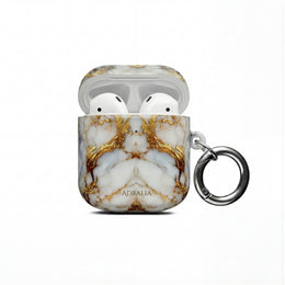 Marble Gold Luxe AirPod Case — Elegant White & Gold Charging Case Cover