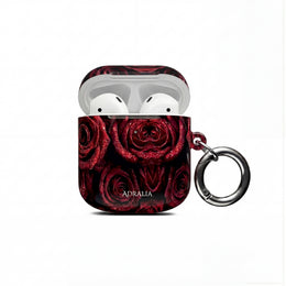 Rose Pattern AirPod Case — Red Floral Protective Cover with 'Adralia' Accent