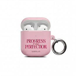 Progress Over Perfection AirPod Case — Pink Inspirational Protective Cover