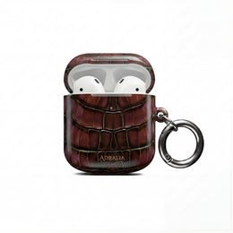 Croc-Embossed Burgundy AirPod Case – Luxe Protective Cover