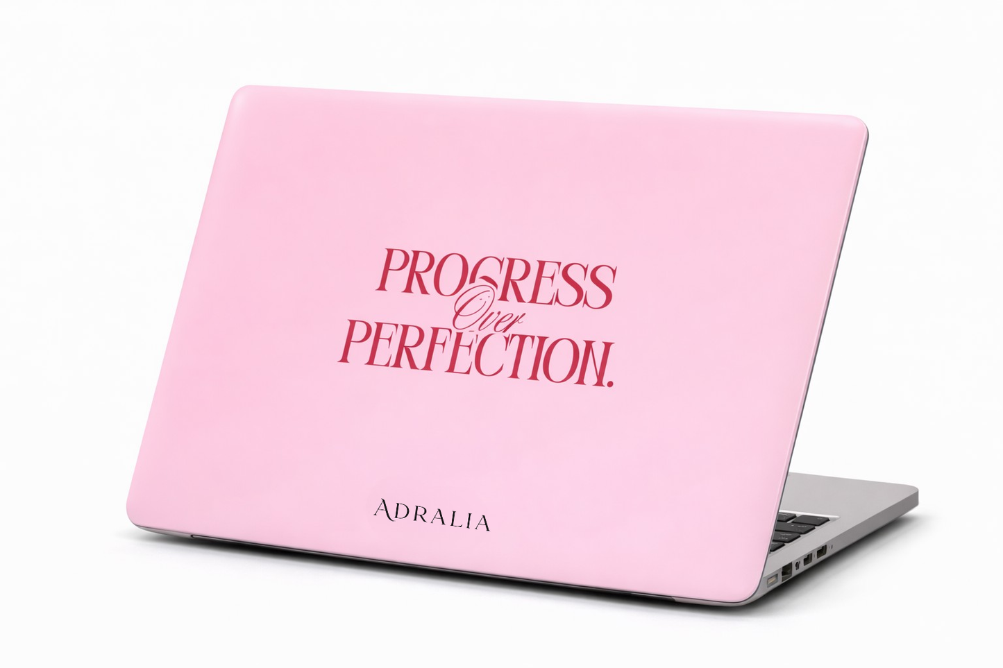 MacBook Case — "Progress Over Perfection" Pink Motivational Laptop Sleeve