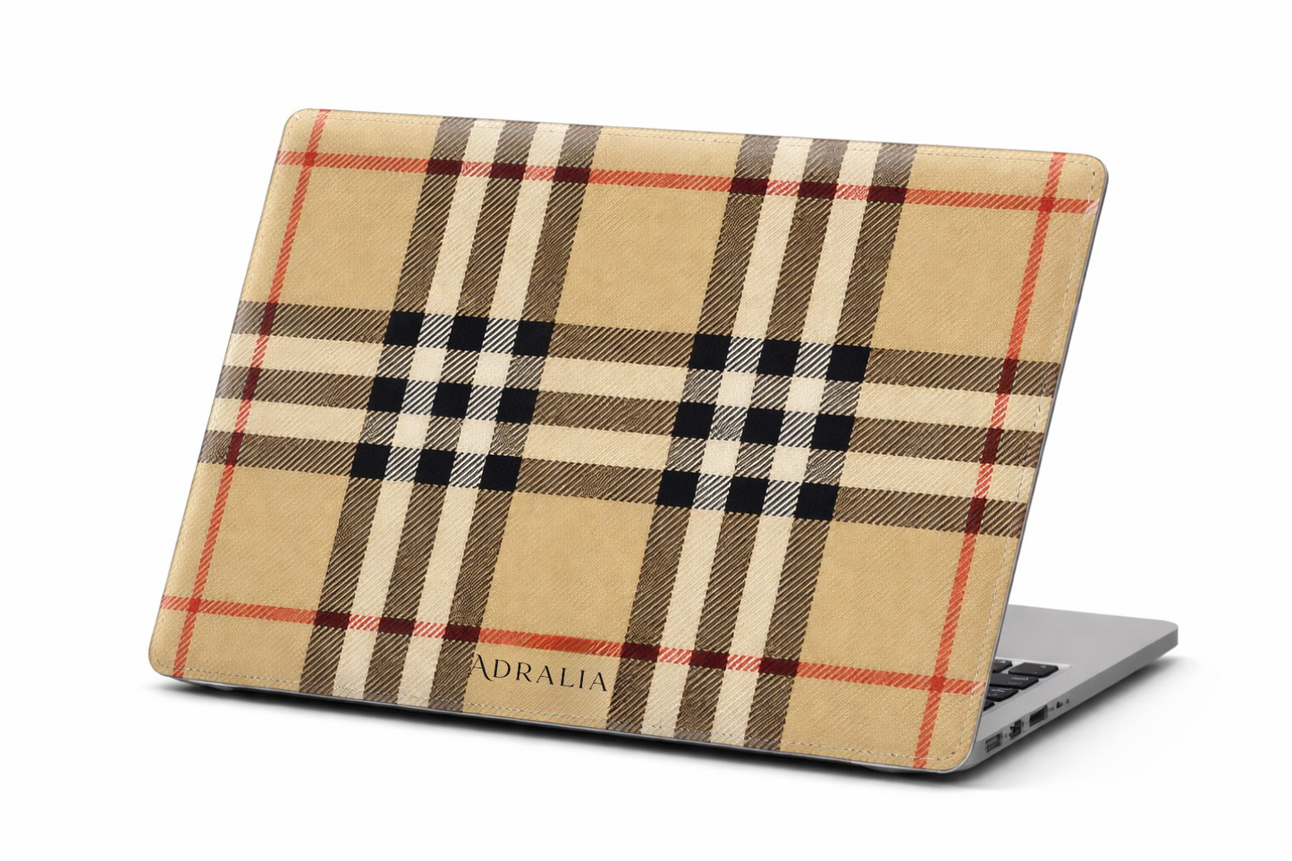 Tartan Plaid MacBook Case — Classic Beige Check Laptop Sleeve