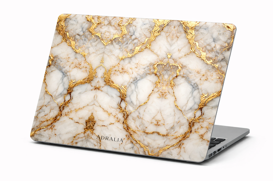 Gold Veined White Marble MacBook Case