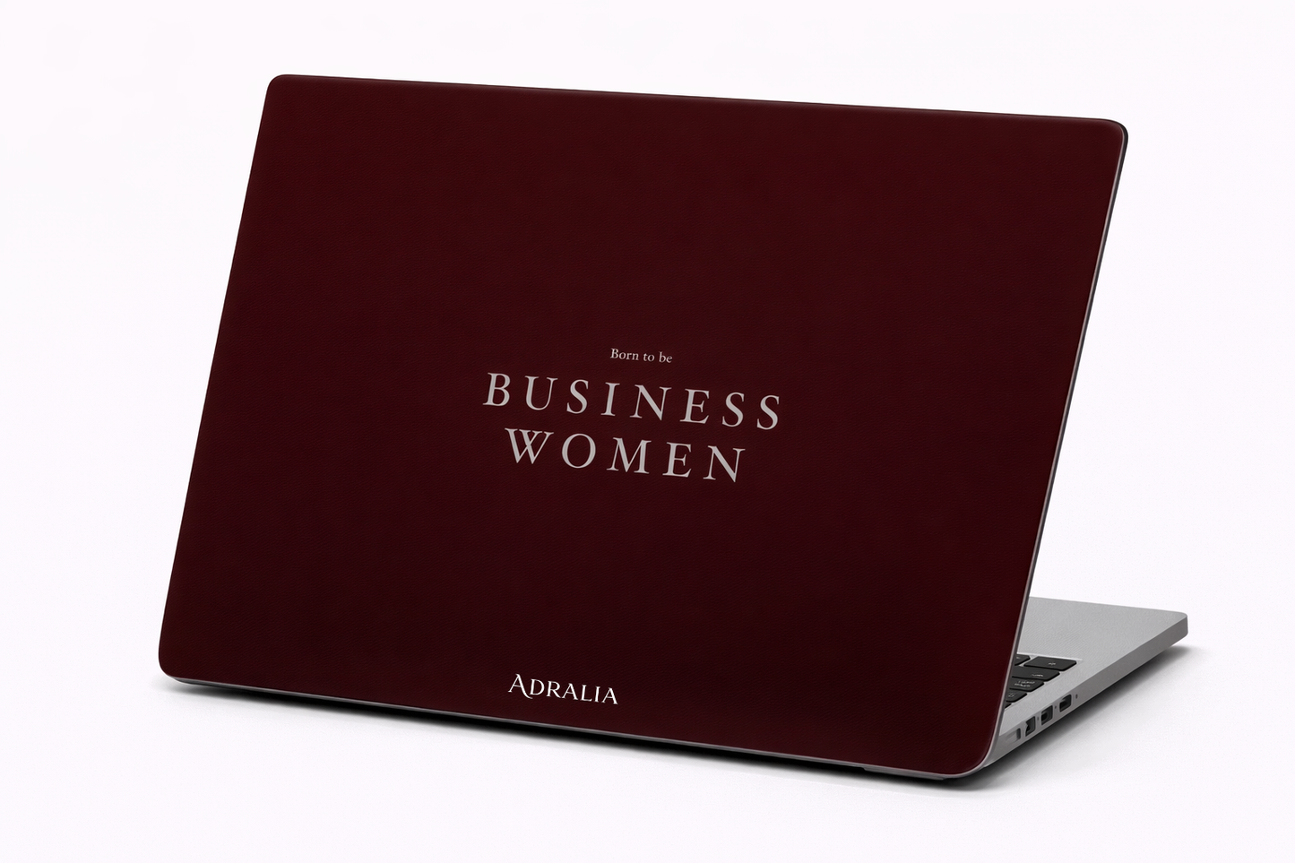 Business Women MacBook Case — Elegant Burgundy Laptop Sleeve with 'Business Women' Text
