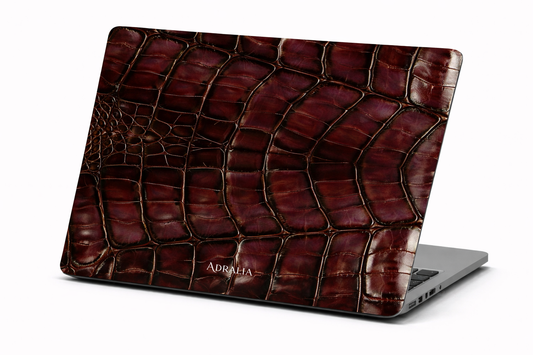 Croc-Embossed Burgundy Leather MacBook Case — Luxe Protective Sleeve