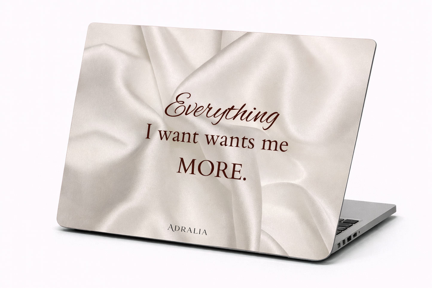 MacBook Case — "Everything I Want Wants Me More" Satin Cream Protective Sleeve