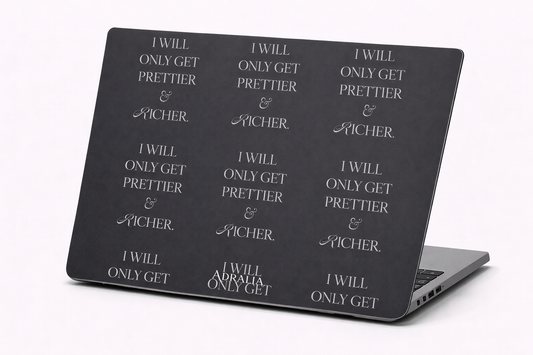 MacBook Case — 'I Will Only Get Prettier & Richer' Black Pattern Laptop Cover