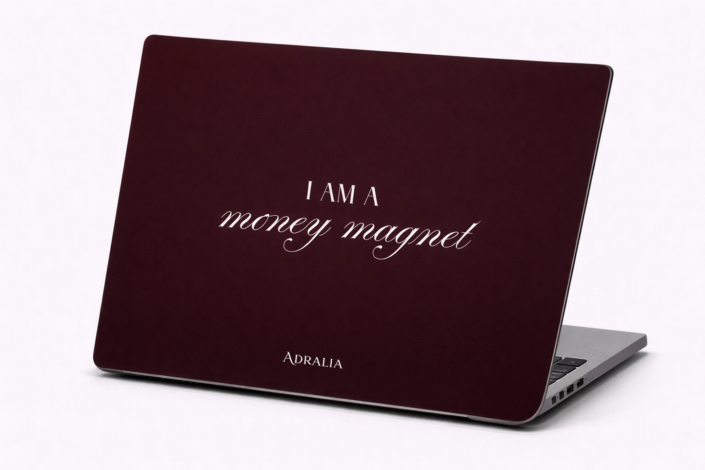 MacBook Case — "I Am a Money Magnet" Luxurious Burgundy Laptop Sleeve