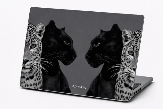 MacBook Case — Black Panther & Leopard Mirror Design, Protective Hard Shell