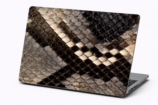 Snake Skin Pattern MacBook Case — Brown & Black Faux Reptile Protective Sleeve