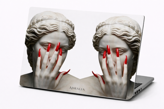 MacBook Case — Classical Statue with Red Stiletto Nails | Chic Art Laptop Sleeve
