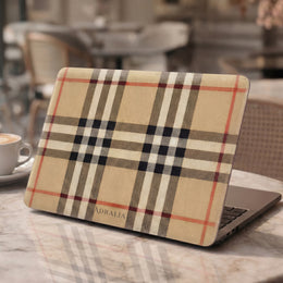 Tartan Plaid MacBook Case — Classic Beige Check Laptop Sleeve