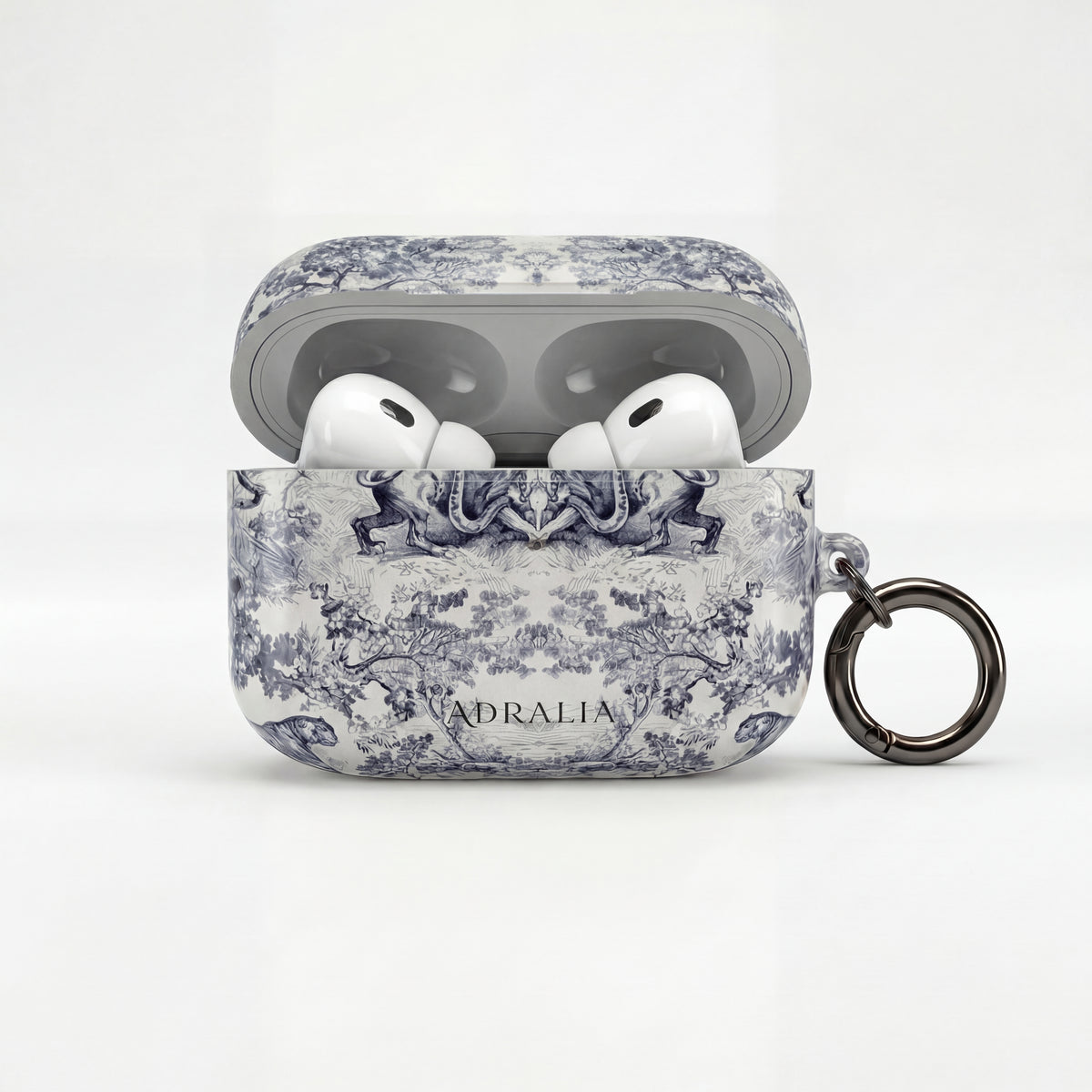Vintage Toile AirPod Case — Classic Grey Pattern Protective Cover