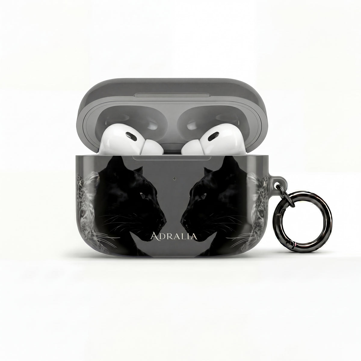 Black Cat Mirror AirPod Case — "Adralia" Protective Wireless Earbud Cover