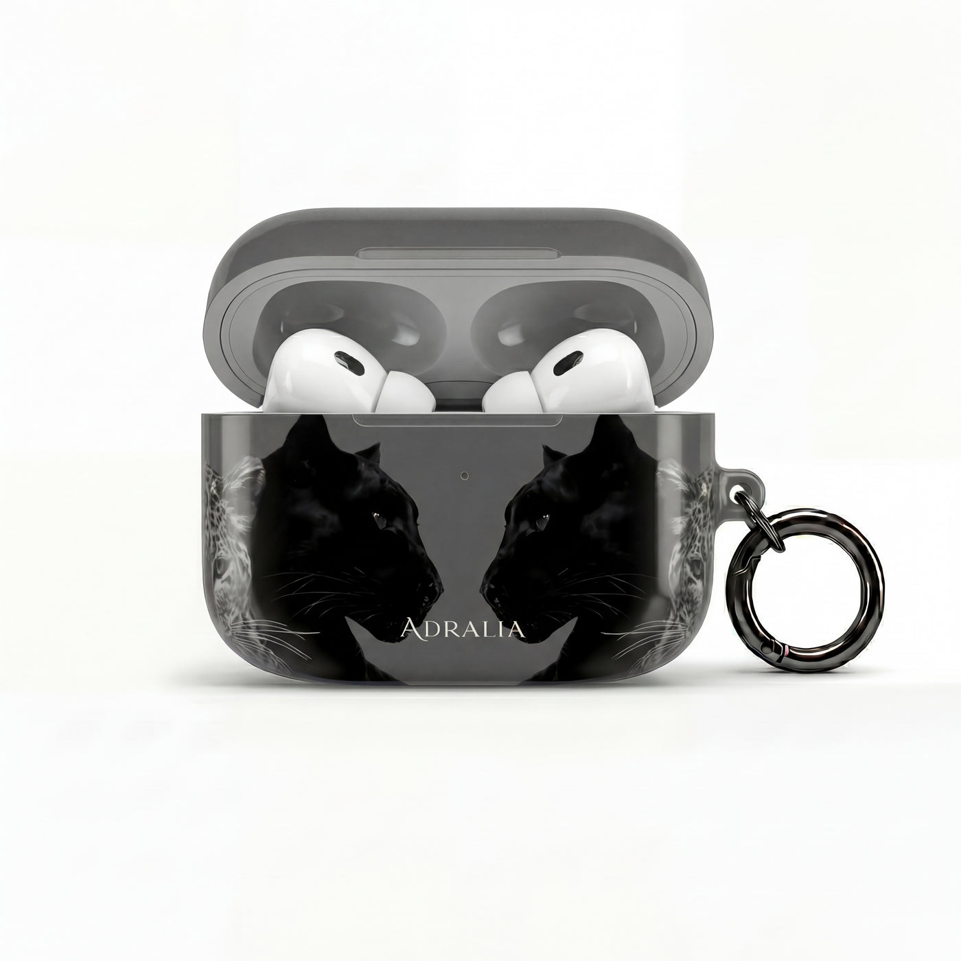 Black Cat Mirror AirPod Case — "Adralia" Protective Wireless Earbud Cover