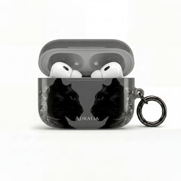 Black Cat Mirror AirPod Case — "Adralia" Protective Wireless Earbud Cover