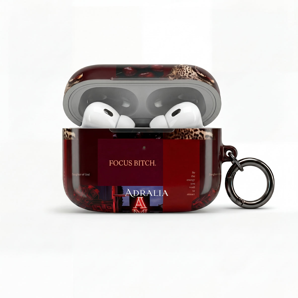 Focus Bitch AirPod Case — Red Leopard Graphic Protective Cover