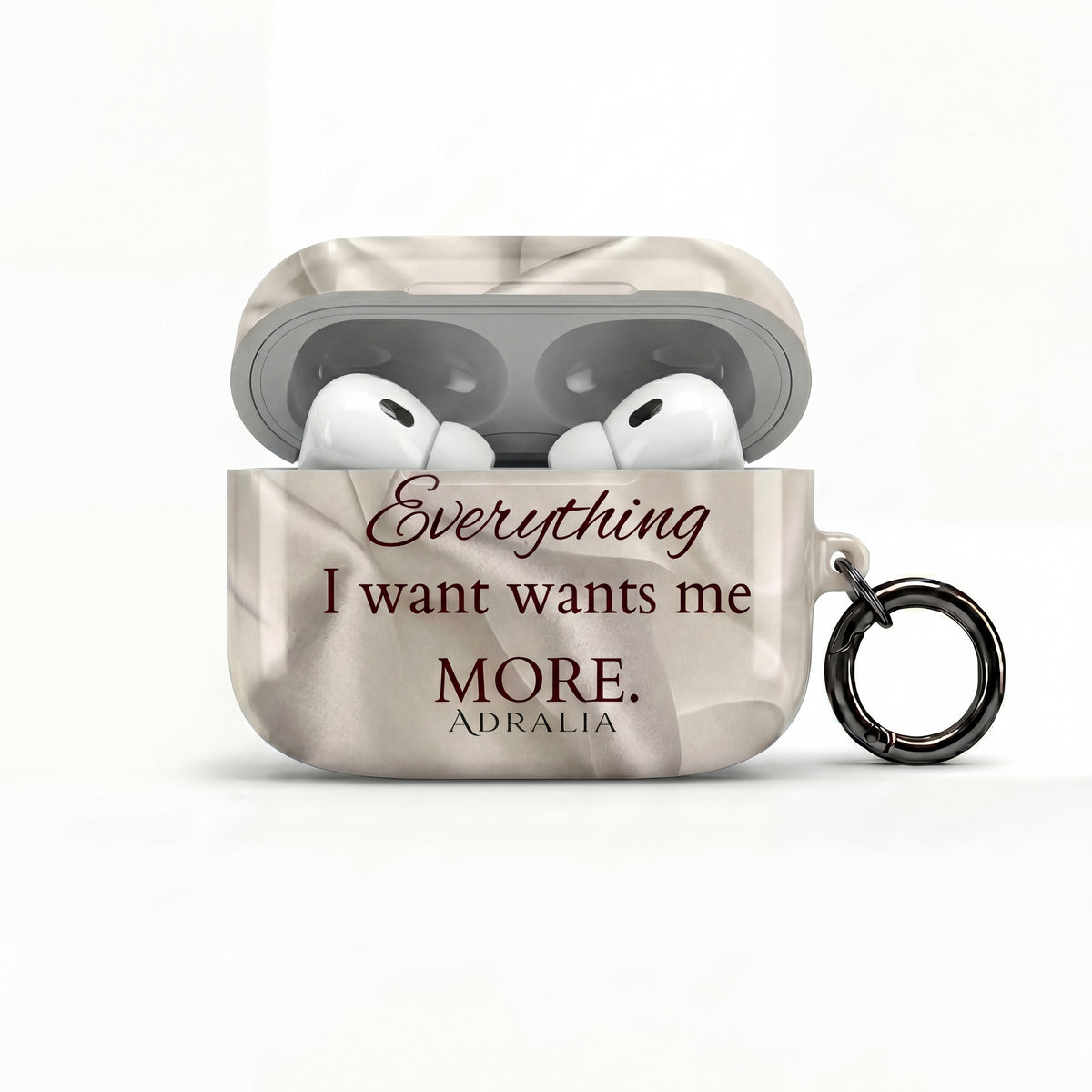AirPod Case — "Everything I Want Wants Me More" Satin-Inspired Protective Cover