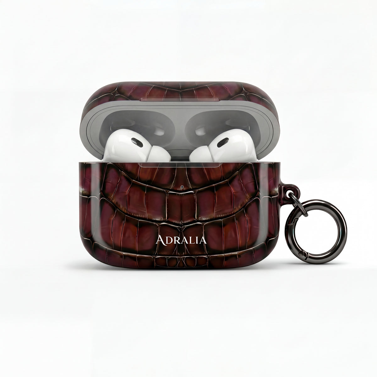 Croc-Embossed Burgundy AirPod Case – Luxe Protective Cover