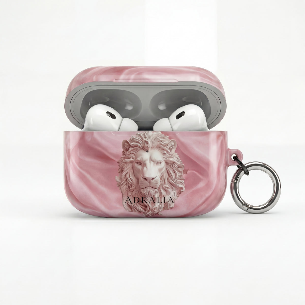 Pink Marble Lion AirPod Case — Elegant Protective Cover