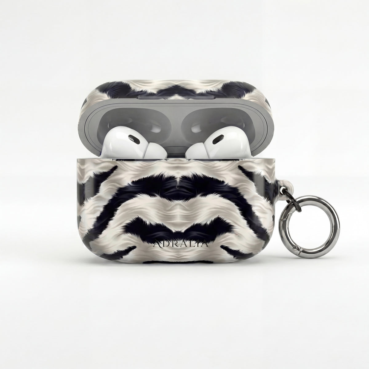 Zebra Fur Pattern AirPod Case — Luxe Black & White Animal Print Protective Cover