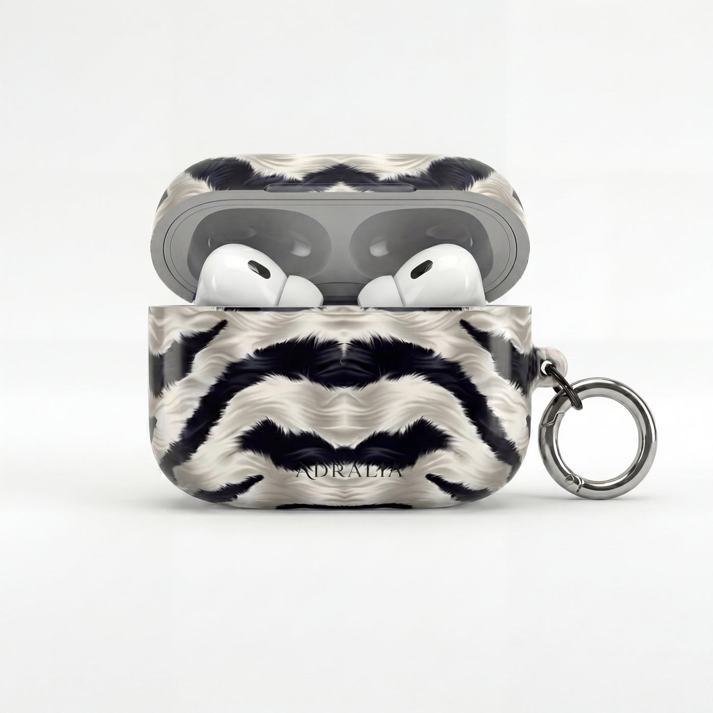 Zebra Fur Pattern AirPod Case — Luxe Black & White Animal Print Protective Cover