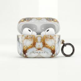 Marble Gold Luxe AirPod Case — Elegant White & Gold Charging Case Cover