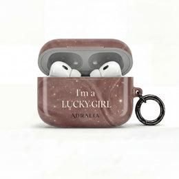 AirPod Case — "I'm a Lucky Girl" Marble Protective Case
