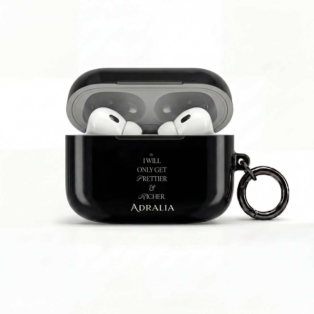 AirPods Case — “I Will Only Get Prettier & Richer” Black Protective Case