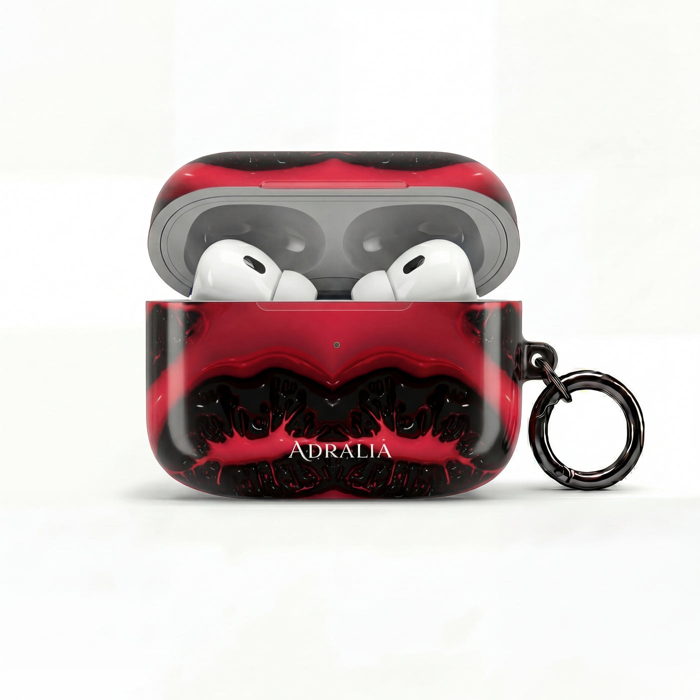 Red Black Marble AirPod Case — Bold Abstract Protective Case