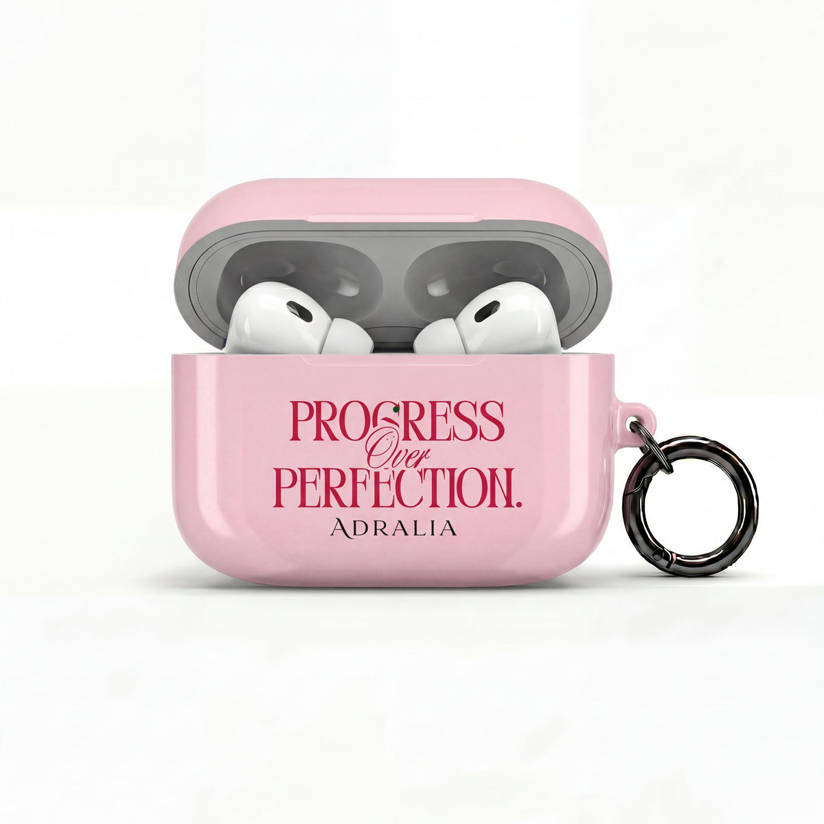 Progress Over Perfection AirPod Case — Pink Inspirational Protective Cover