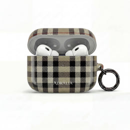 Plaid AirPod Case — Beige Classic Check Protective Cover